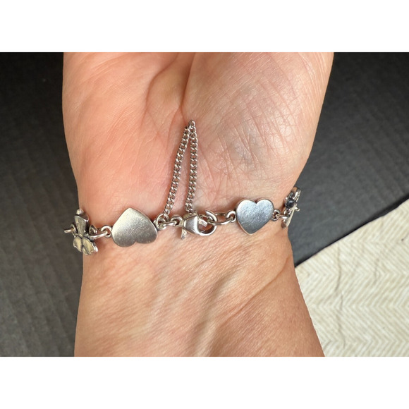 Retired James Avery Sterling Silver Heart and Angel Link Bracelet w/Safety Chain - Picture 12 of 13